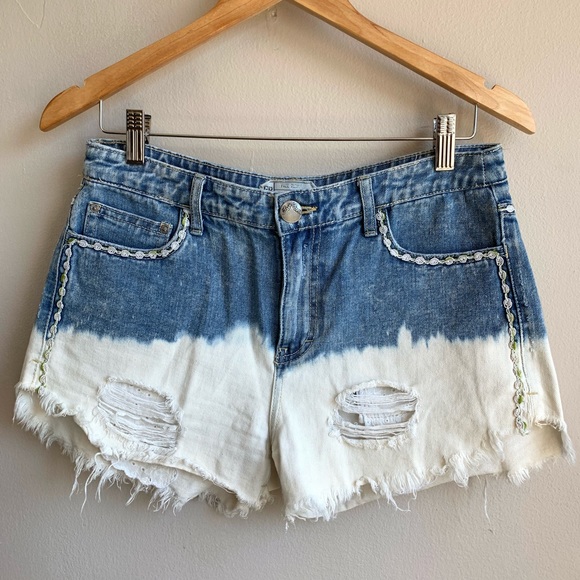 Free People Pants - Free people ombre denim distressed shorts GUC